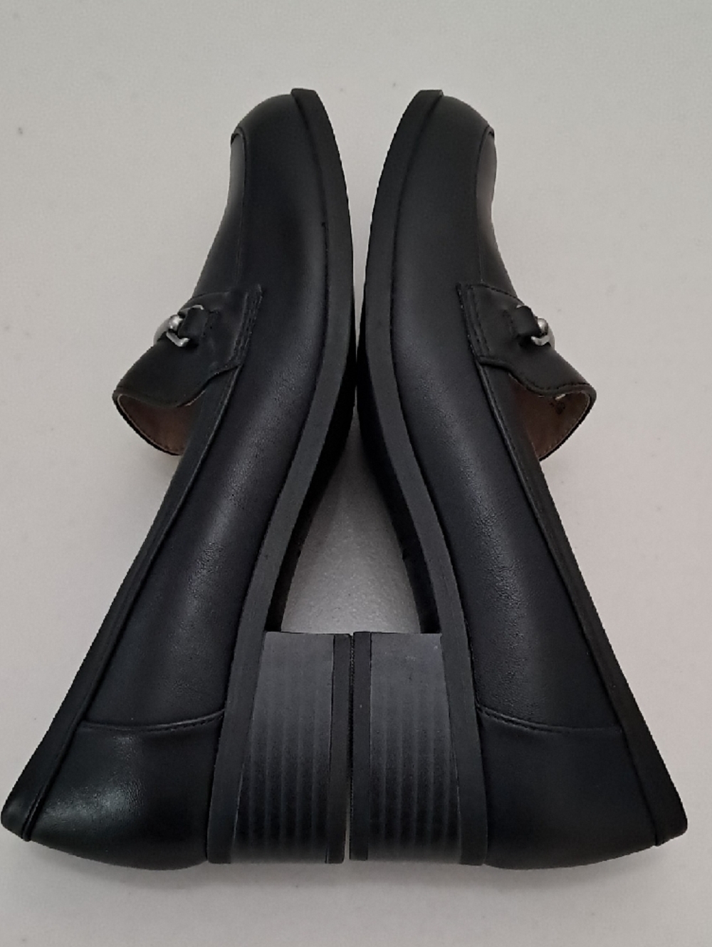 SOUL Naturalizer Black Leather Loafers with Silver Buckle - Picture 6 of 9